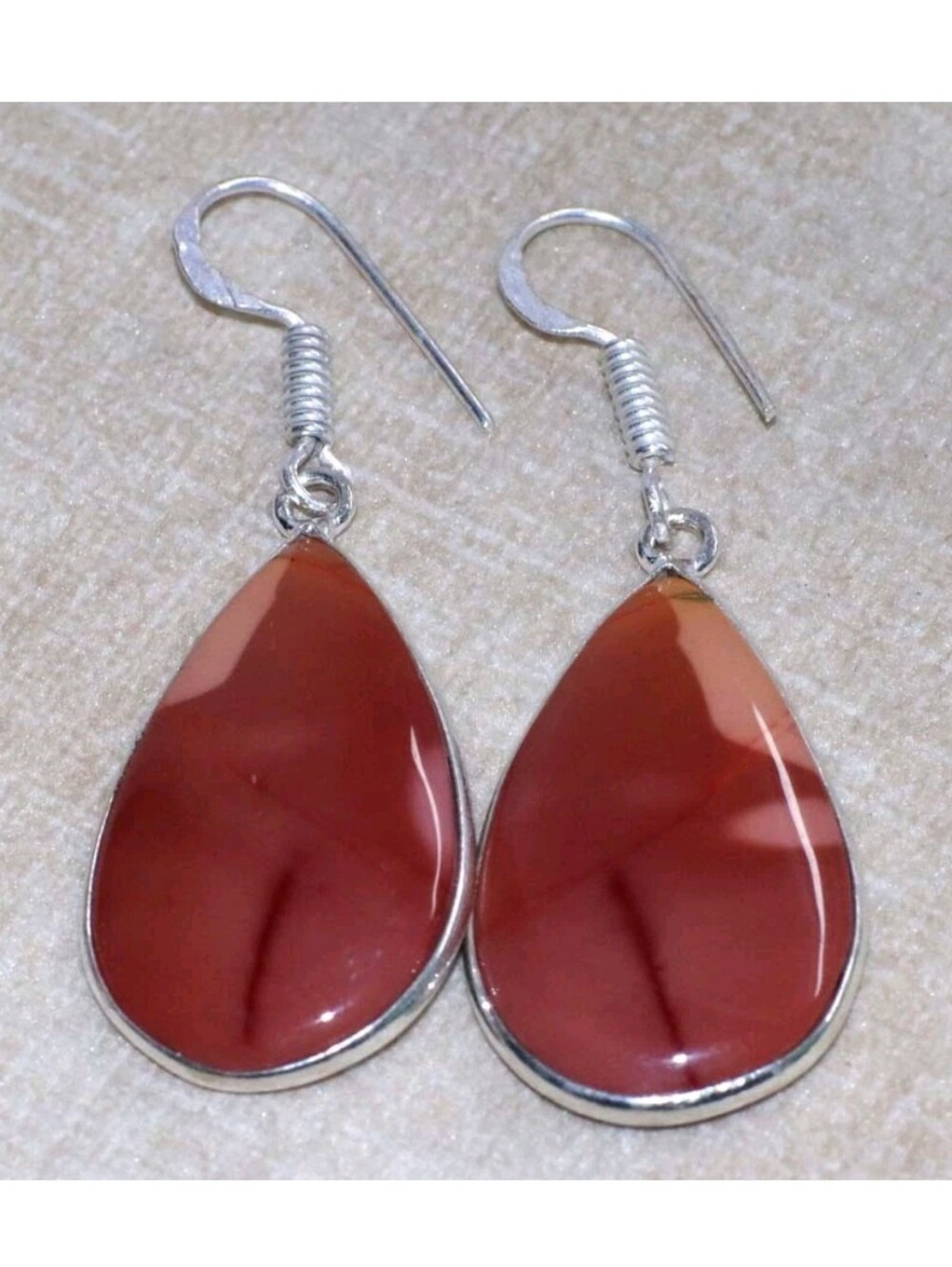 Australian Mookaite Jasper Gemstone 925 Sterling Silver Handmade Dangle Earrings